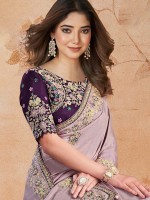 Light Purple Shimmer Georgette Silk Saree